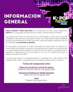 INFORMACIÓN: Korea Fans Panamá te invita al K-Pop Contest: Then and Now